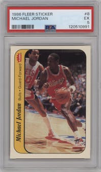 Michael Jordan from the 1986-87 Fleer set graded by PSA and given an overall grade of 5.