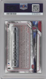 Shohei Ohtani from the 2018 Bowman Chrome set graded by PSA and given an overall grade of 10.