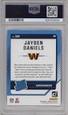 Jayden Daniels from the 2024 Donruss set graded by PSA and given an overall grade of 10.