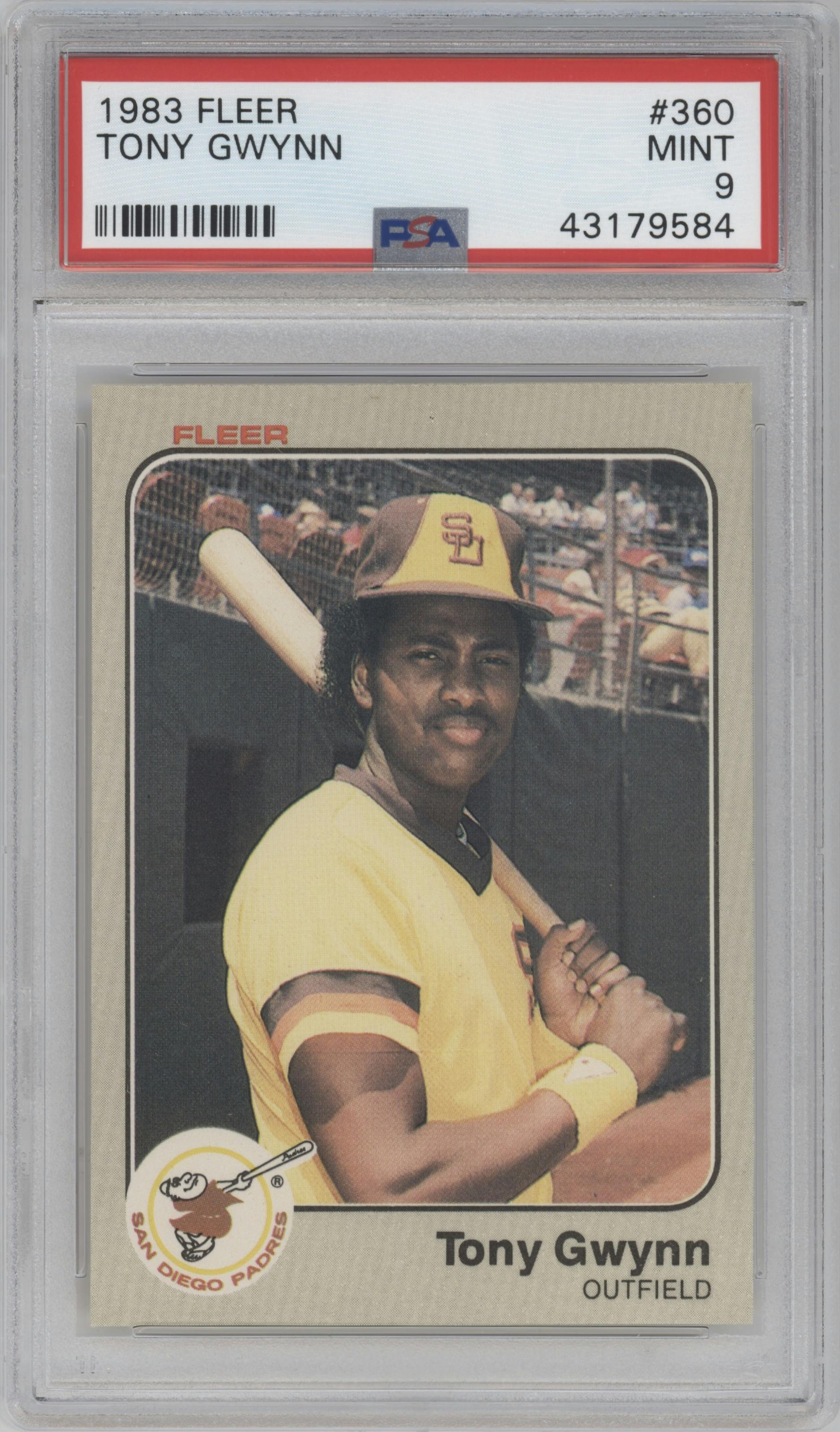 Tony Gwynn from the 1983 Fleer  set graded by PSA and given an overall grade of 9.
