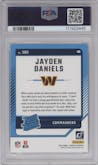 Jayden Daniels from the 2024 Donruss set graded by PSA and given an overall grade of 10.