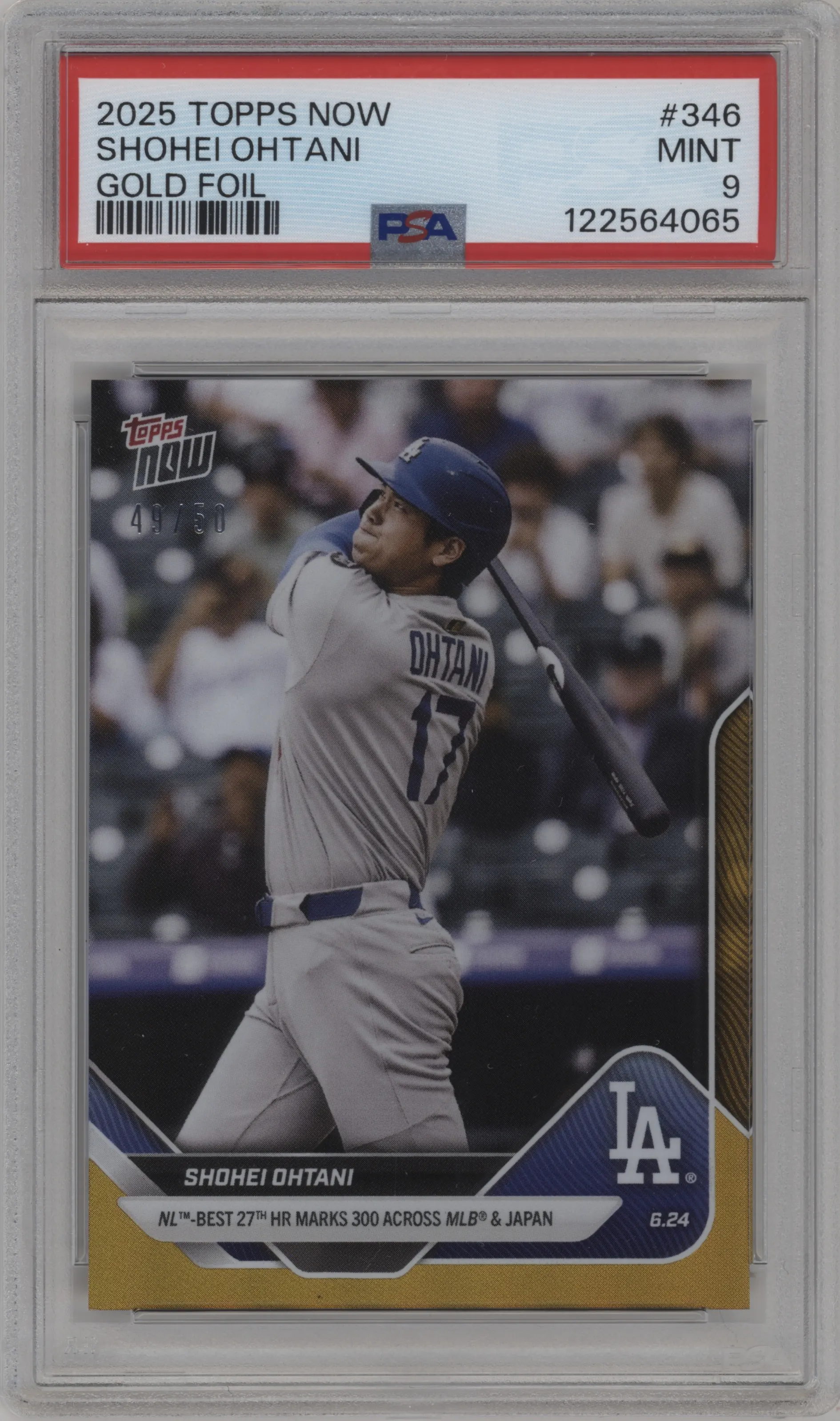 2025 Topps Now Shohei Ohtani Gold Foil #346 PSA 9