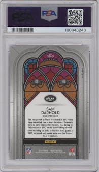 Sam Darnold from the 2018 Panini Prizm set graded by PSA and given an overall grade of 10.
