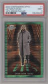 Jayson Tatum from the 2023-24 Panini Contenders Optic set featuring a Green Pulsar parallel graded by PSA and given an overall grade of 9.