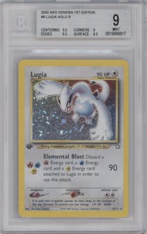 Lugia from the 2000 Pokemon Neo Genesis set graded by Beckett and given an overall grade of 9.
