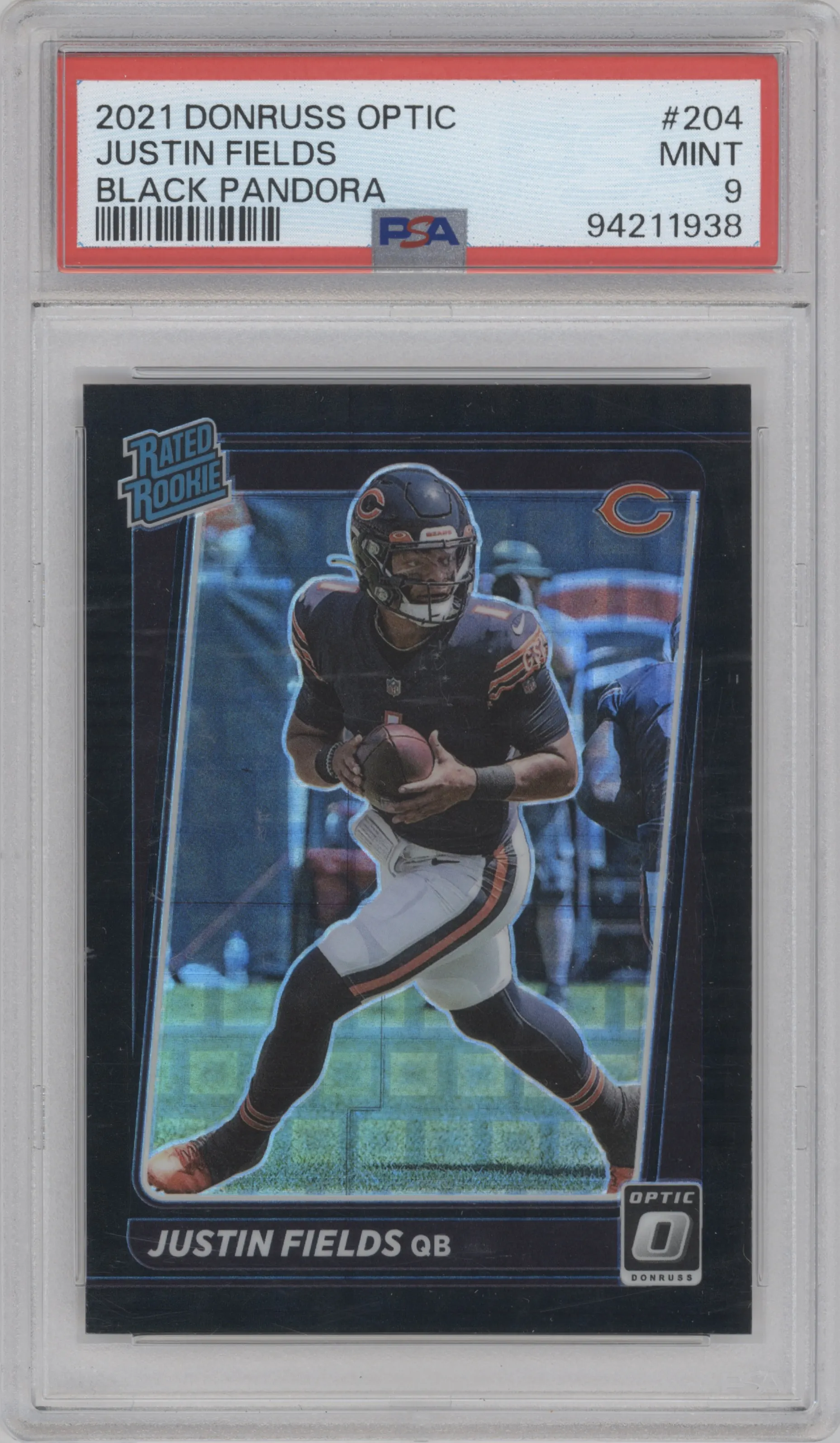 2021 Panini Donruss Optic Rated Rookie Justin Fields Black Pandora PSA 9