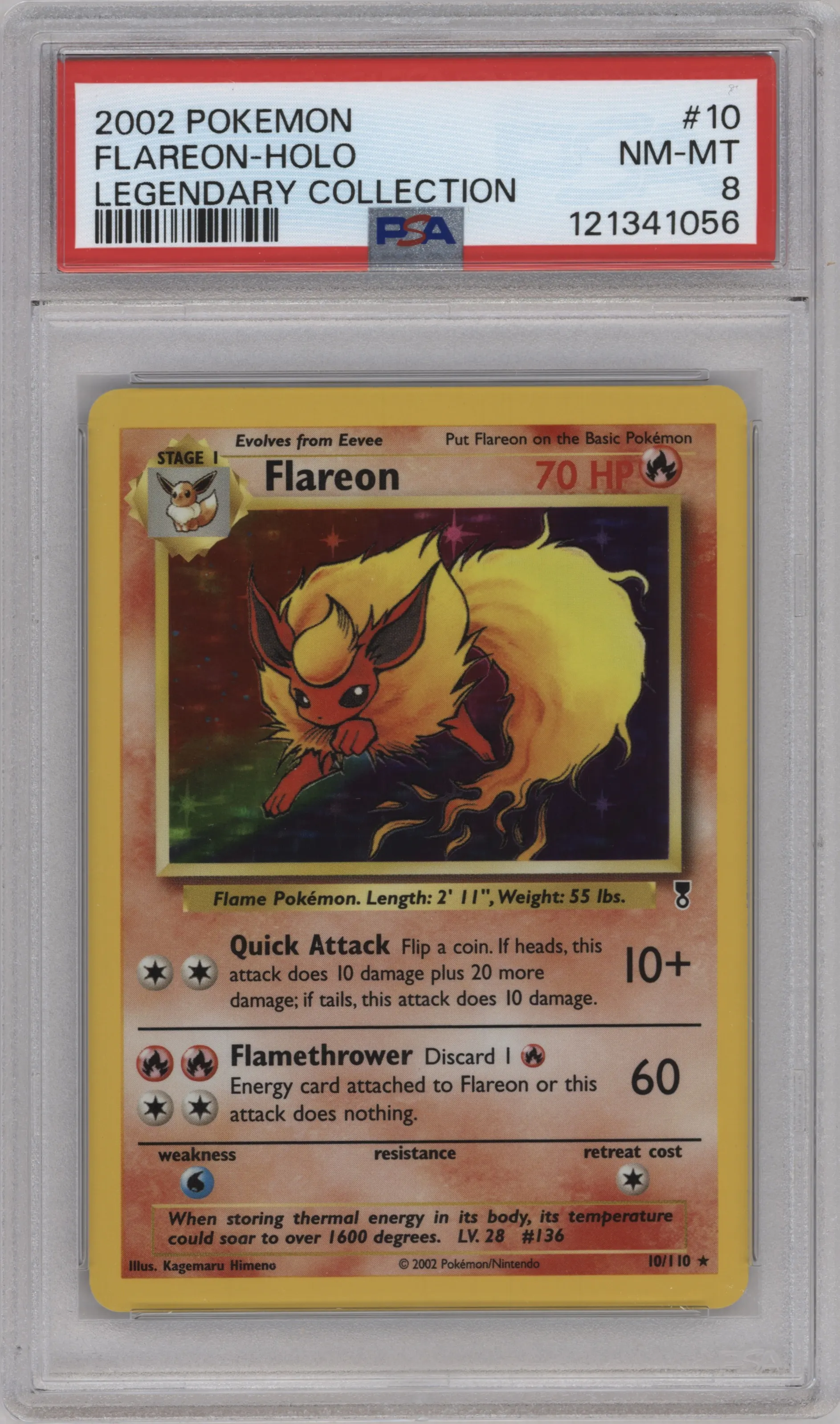 2002 Pokemon Legendary Collection Flareon PSA 8