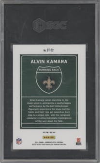Alvin Kamara from the 2021 Panini Donruss Optic set graded by SGC and given an overall grade of 10.