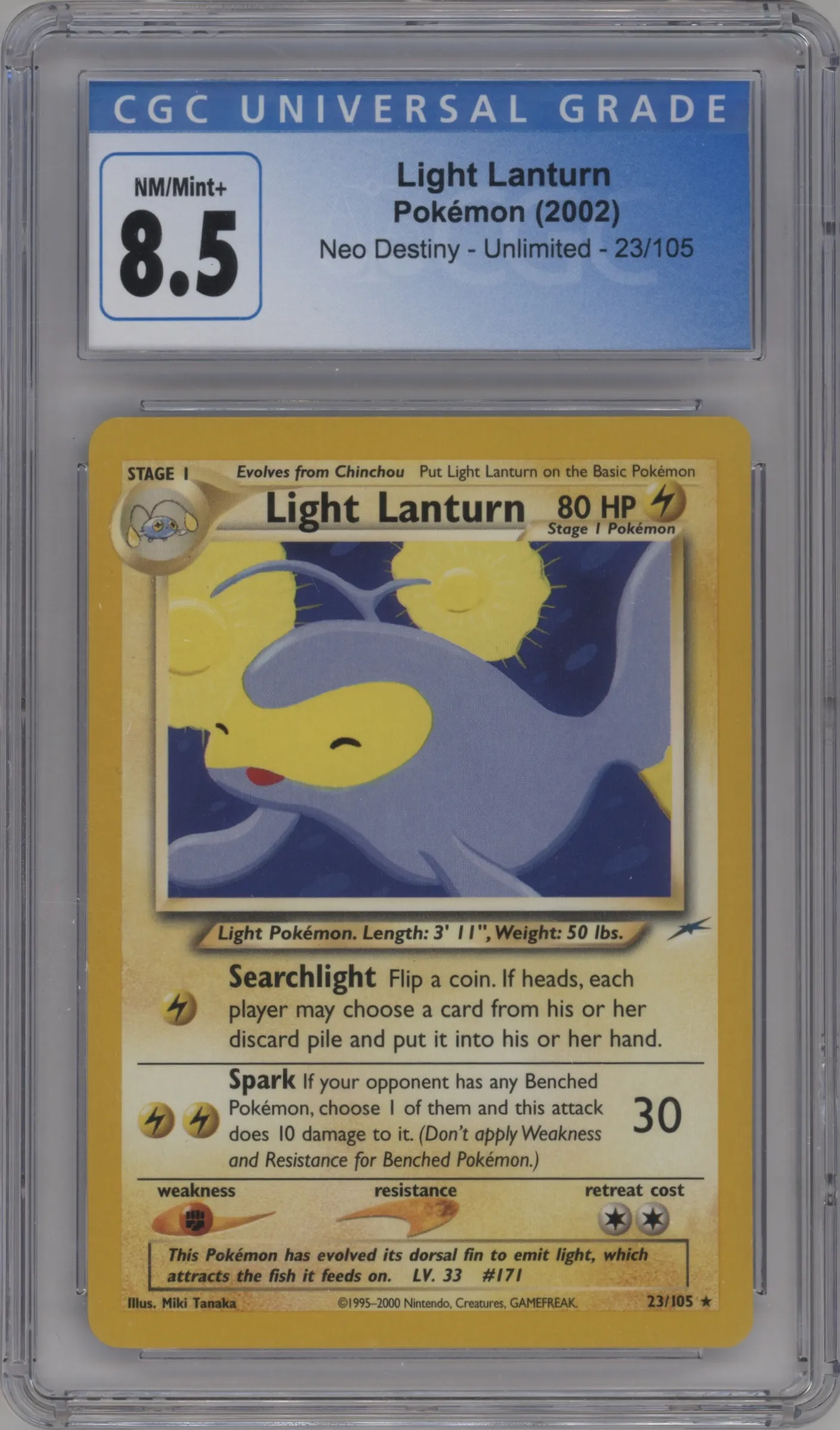2002 Pokemon Neo Genesis Neo Destiny Light Lanturn #23 CGC 8.5