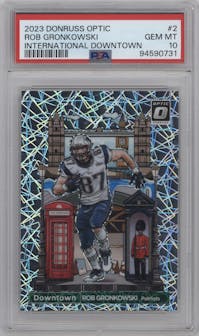 Rob Gronkowski from the 2023 Donruss Optic set graded by PSA and given an overall grade of 10.