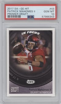 Patrick Mahomes II from the 2017 SAGE Hit Premier Draft High Series set graded by PSA and given an overall grade of 10.