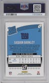 Saquon Barkley from the 2018 Panini Donruss set graded by PSA and given an overall grade of 10.