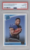 Saquon Barkley from the 2018 Panini Donruss set graded by PSA and given an overall grade of 10.