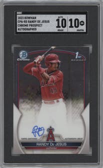 Randy De Jesus from the 2023 Bowman  set graded by SGC and given an overall grade of 10.
