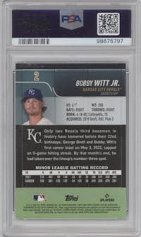 Bobby Witt Jr. from the 2022 Stadium Club Chrome set graded by PSA and given an overall grade of 9.