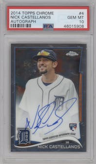 Nick Castellanos from the 2014 Topps Chrome set graded by PSA and given an overall grade of 10.