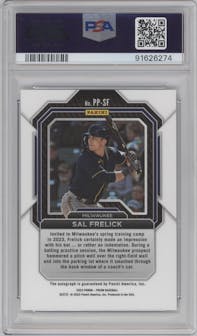Sal Frelick from the 2023 Panini Prizm set graded by PSA and given an overall grade of 10.
