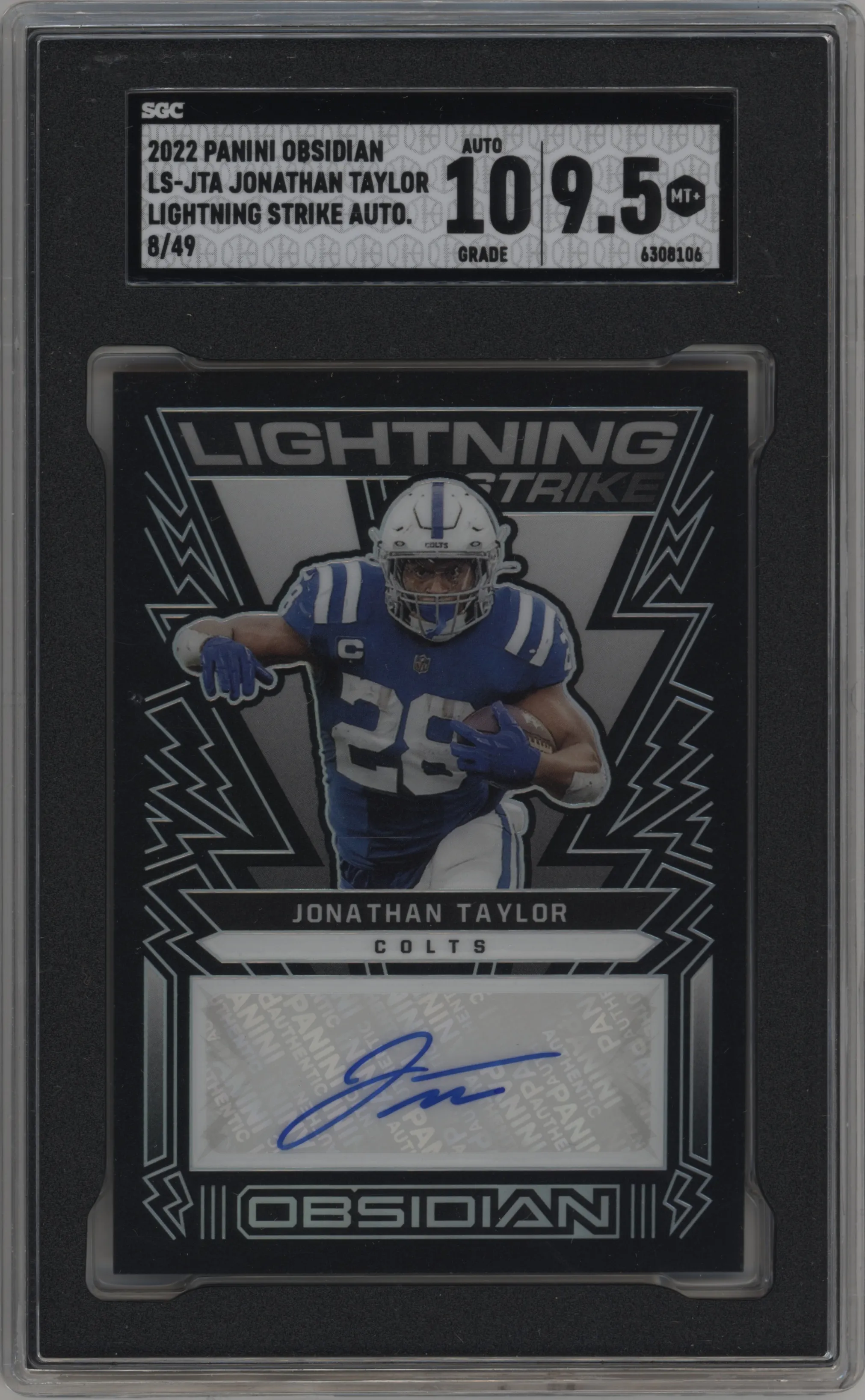 2022 Panini Obsidian Lightning Strike Jonathan Taylor #LS-JTA SGC 9.5