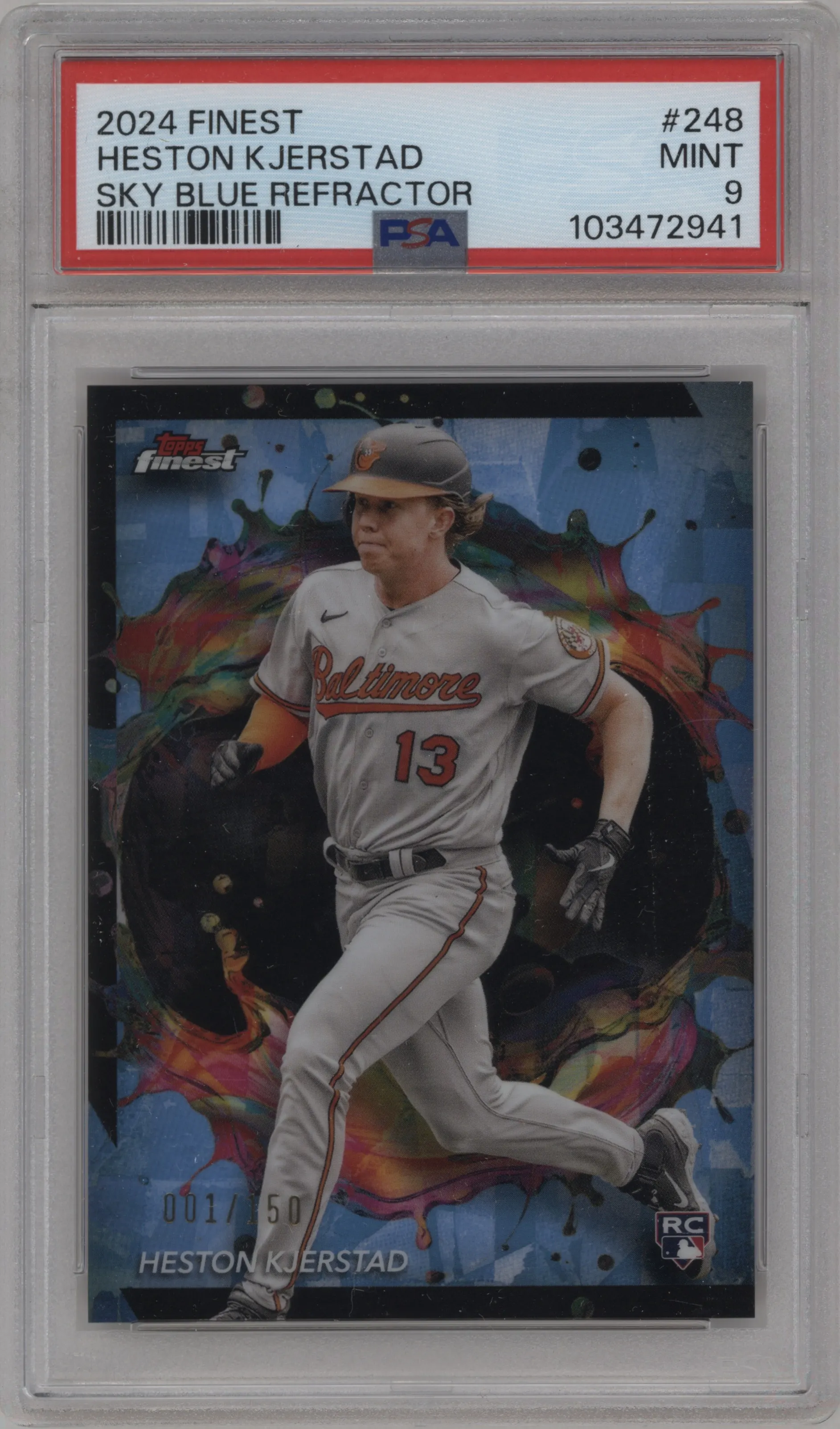 2024 Topps Finest Heston Kjerstad Sky Blue Refractor PSA 9