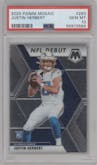 Justin Herbert from the 2020 Panini Mosaic set graded by PSA and given an overall grade of 10.