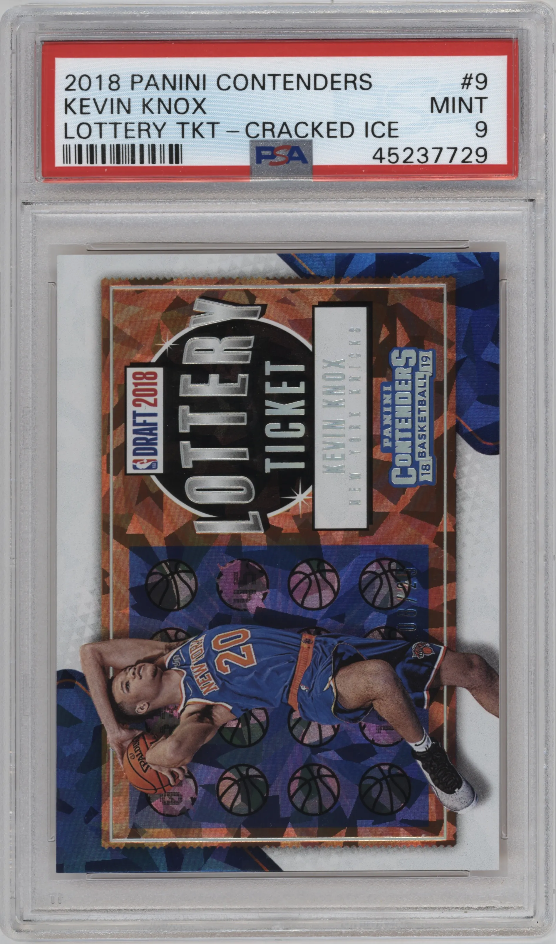 2018 Panini Contenders Lottery Ticket Kevin Knox Cracked Ice PSA 9