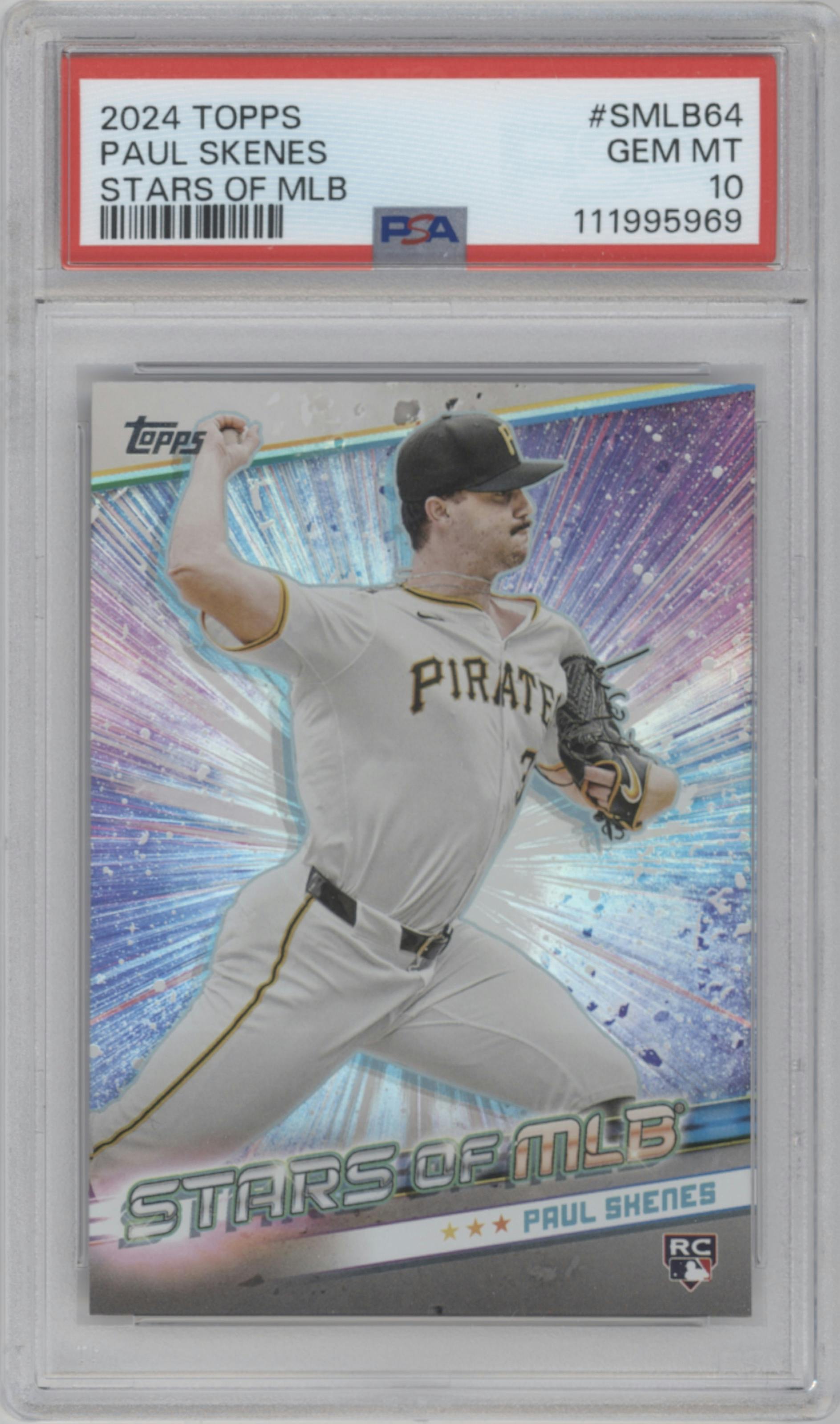 Paul Skenes from the 2024 Topps Update set graded by PSA and given an overall grade of 10.