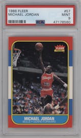 Michael Jordan from the 1986-87 Fleer set graded by PSA and given an overall grade of 9.