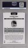 Stephen Curry from the 2017-18 Panini NBA Hoops set featuring a Platinum parallel graded by PSA and given an overall grade of 10.