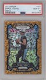 Bryce Young from the 2023 Panini Prizm set featuring a Disco parallel graded by PSA and given an overall grade of 10.