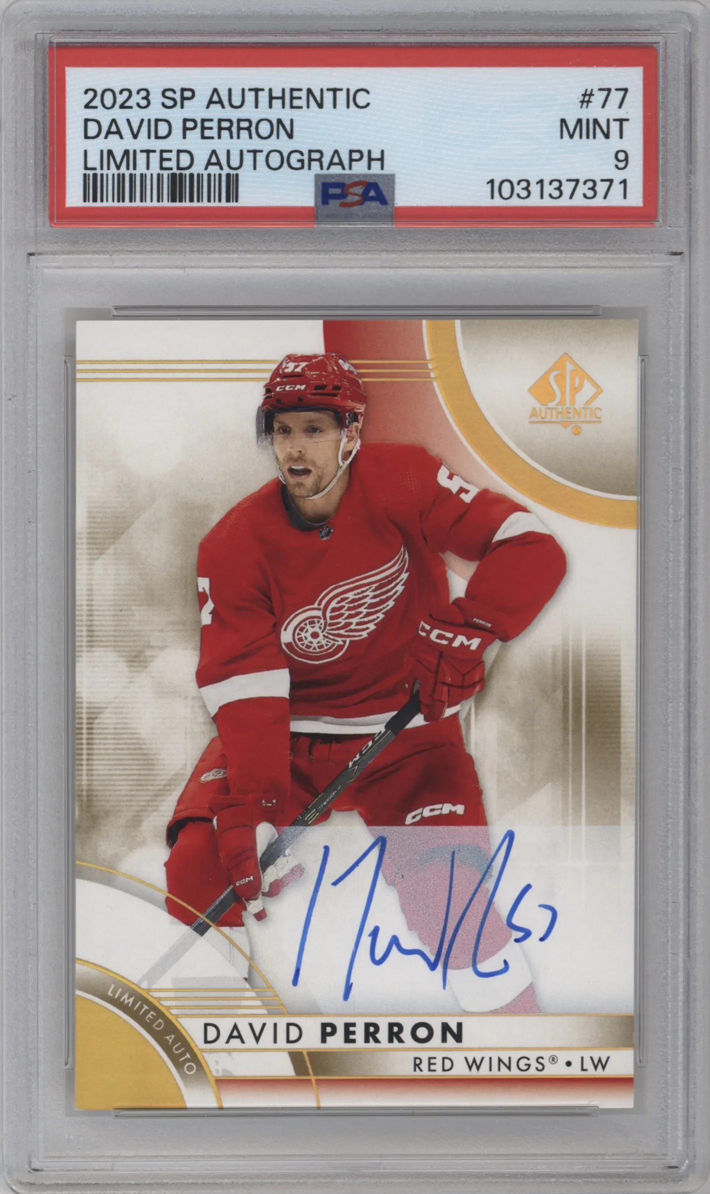2023 SP Authentic Limited Auto David Perron #77 PSA 9