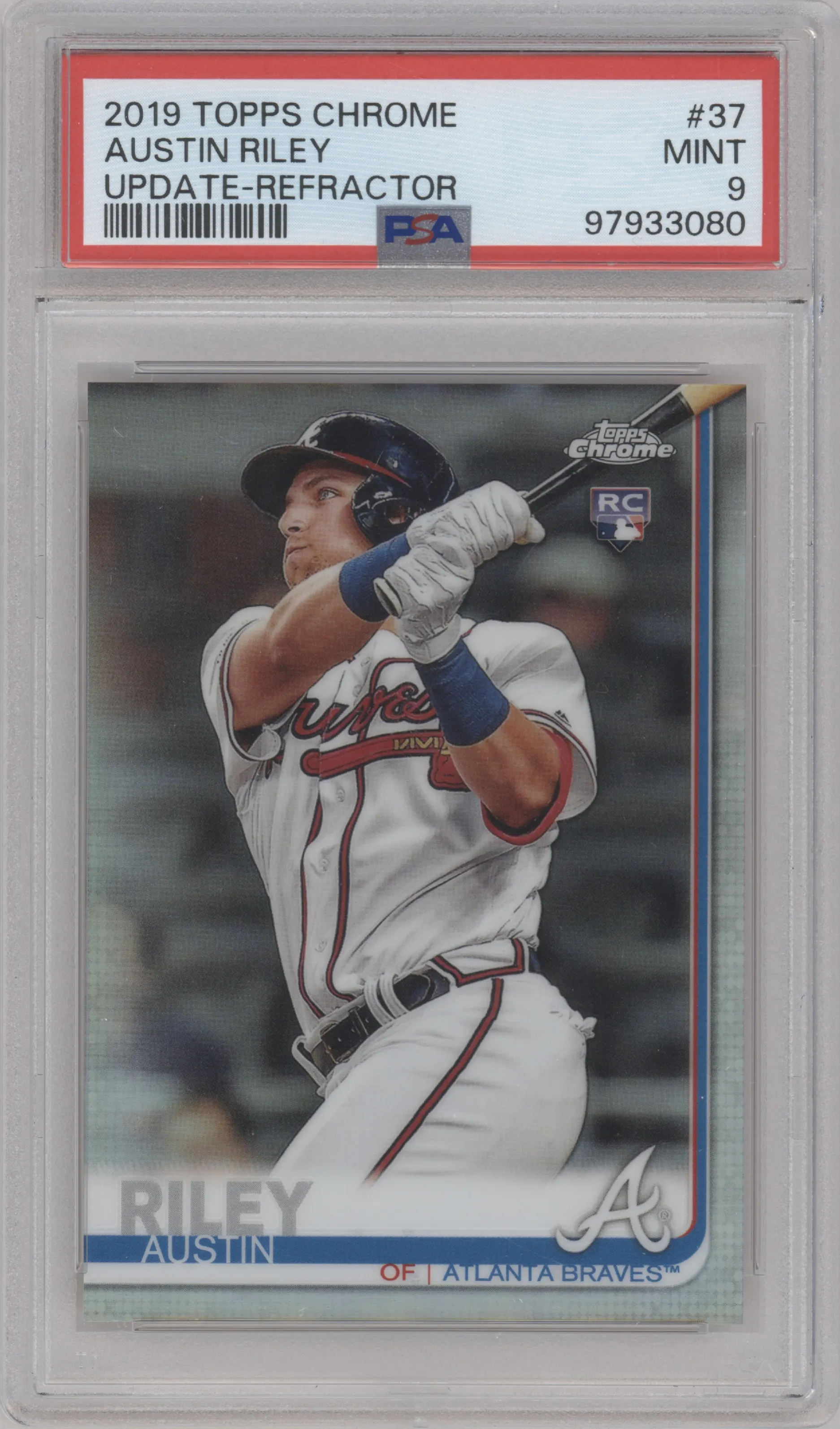 2019 Topps Chrome Update Austin Riley Refractor #37 PSA 9