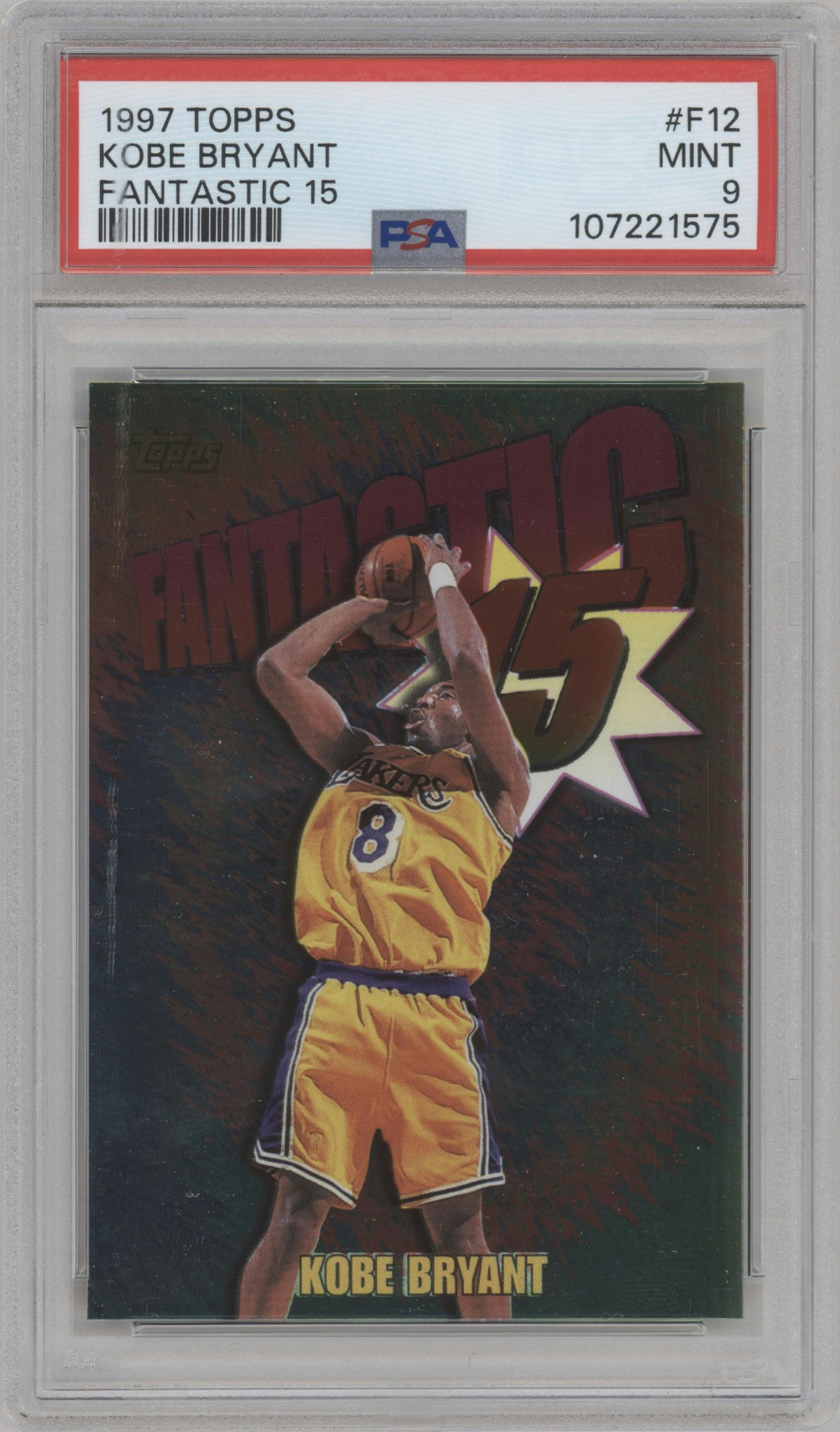 Kobe Bryant from the 1997-98 Topps  set graded by PSA and given an overall grade of 9.