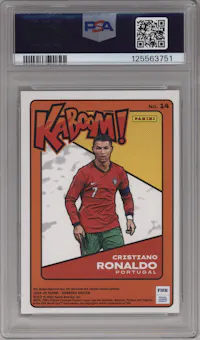 Cristiano Ronaldo from the 2024-25 Panini Donruss set graded by PSA and given an overall grade of 10.