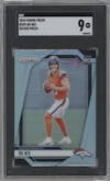 Bo Nix from the 2024 Panini Prizm set featuring a Silver Prizm parallel graded by SGC and given an overall grade of 9.