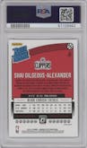Shai Gilgeous-Alexander from the 2018-19 Panini Donruss Optic set featuring a Blue Velocity parallel graded by PSA and given an overall grade of 9.