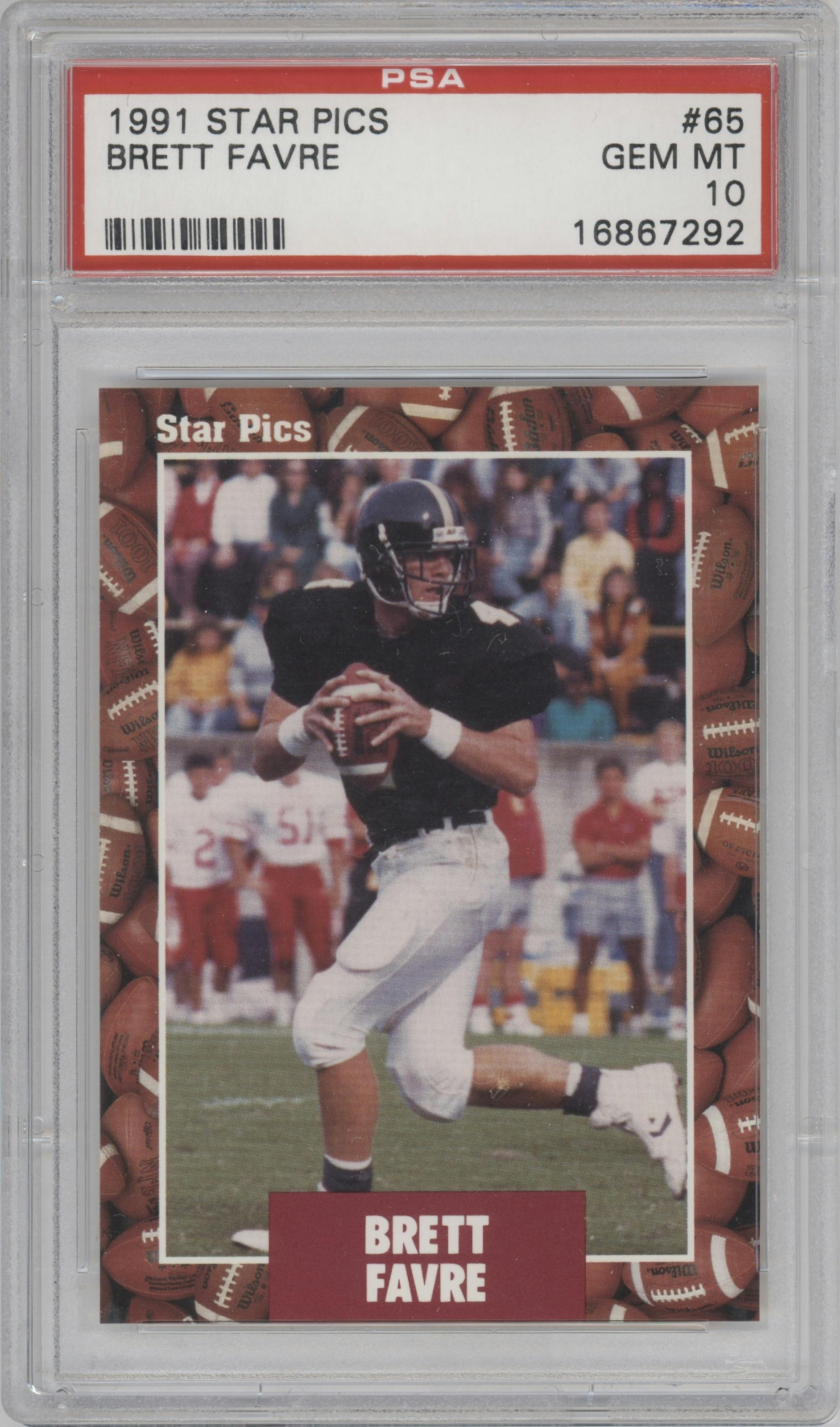 Brett Favre from the 1991 Star Pics set graded by PSA and given an overall grade of 10.