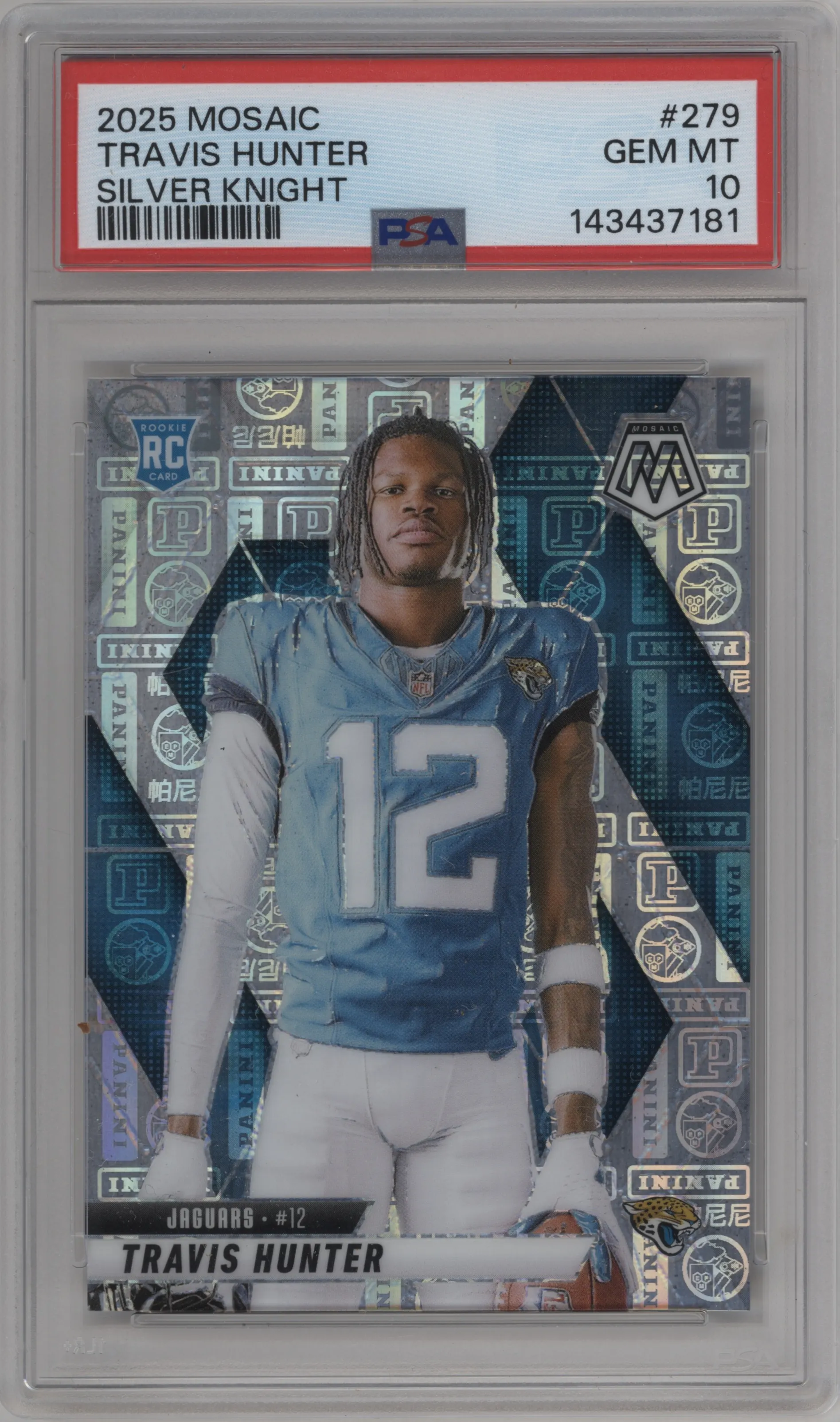 2025 Panini Mosaic Rke.Variation Travis Hunter Silver Knight #279 PSA 10