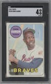 Hank Aaron from the 1969 Topps set graded by SGC and given an overall grade of 4.