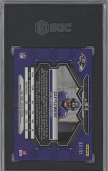 Zay Flowers from the 2023 Panini Mosaic set featuring a Blue Mosaic parallel graded by SGC and given an overall grade of 9.5.