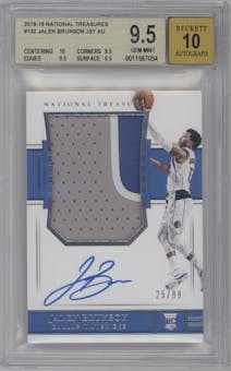 Jalen Brunson from the 2018-19 Panini National Treasures set graded by Beckett and given an overall grade of 9.5.