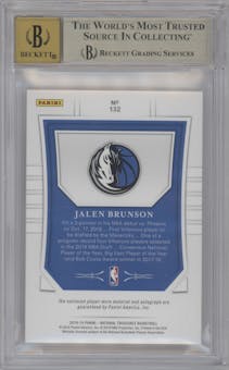 Jalen Brunson from the 2018-19 Panini National Treasures set graded by Beckett and given an overall grade of 9.5.