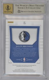 Jalen Brunson from the 2018-19 Panini National Treasures set graded by Beckett and given an overall grade of 9.5.