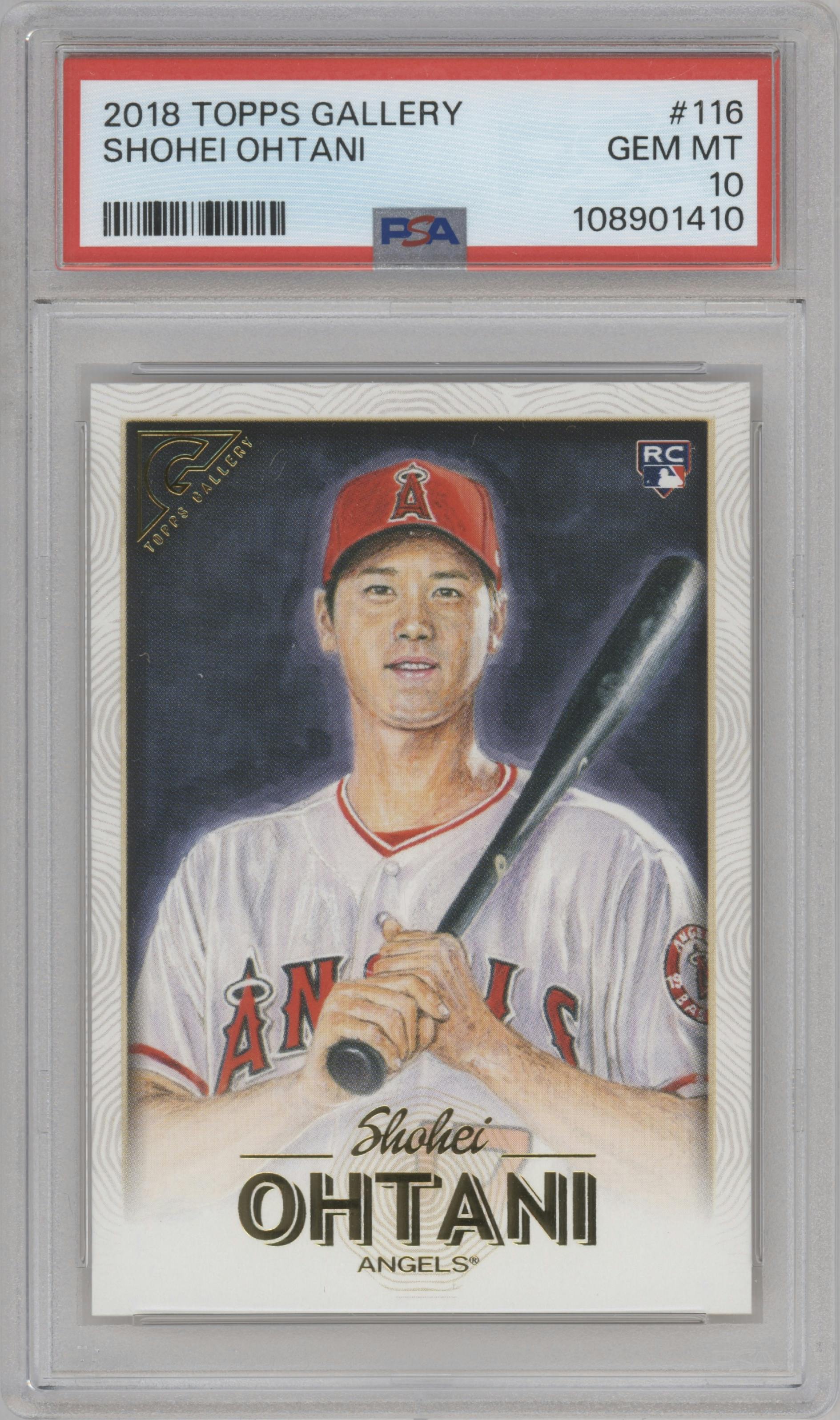 Shohei Ohtani from the 2018 Topps Gallery set graded by PSA and given an overall grade of 10.
