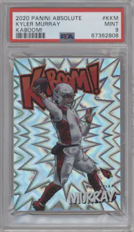 Kyler Murray from the 2020 Panini Absolute set graded by PSA and given an overall grade of 9.