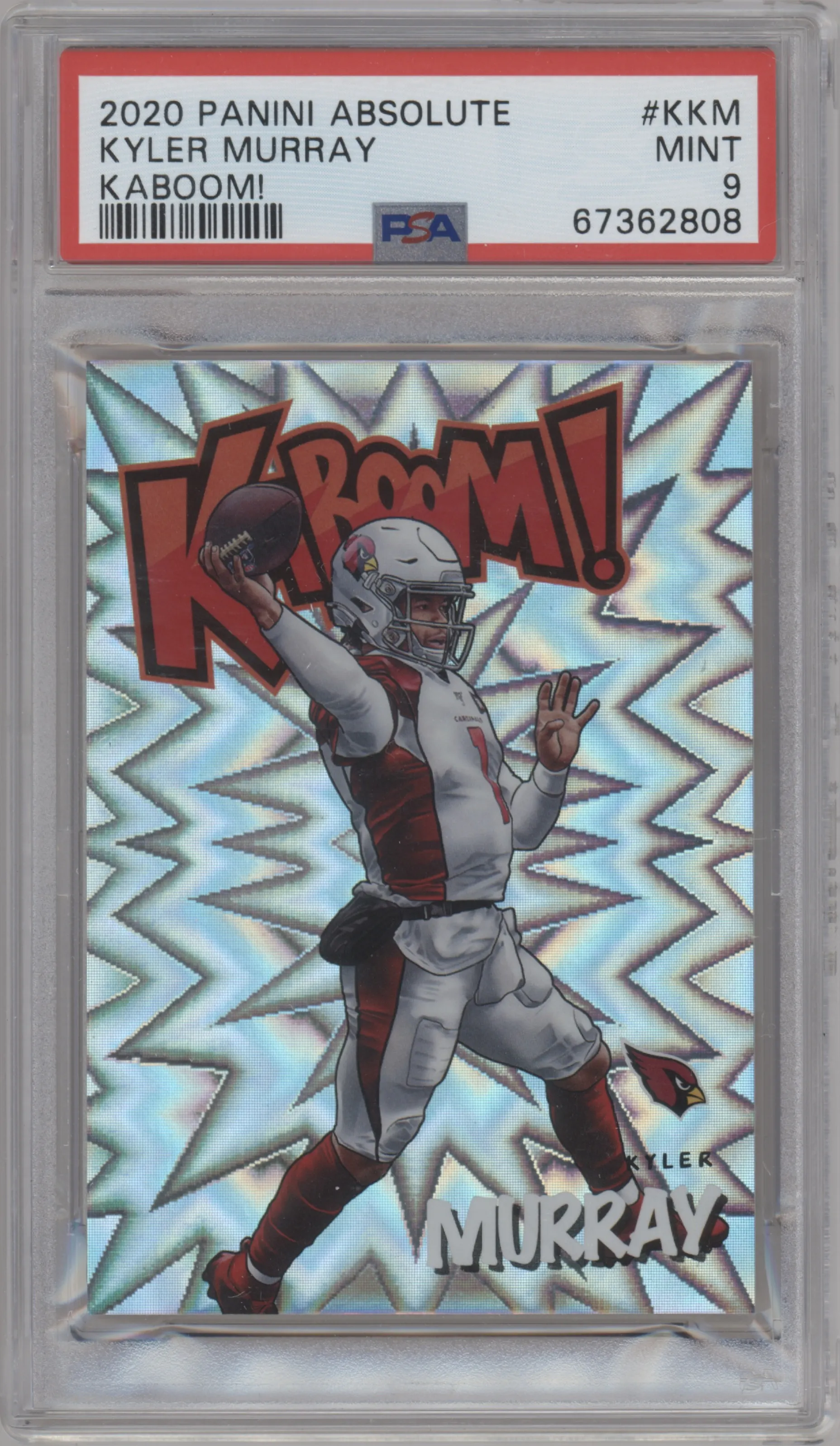 Kyler Murray from the 2020 Panini Absolute set graded by PSA and given an overall grade of 9.