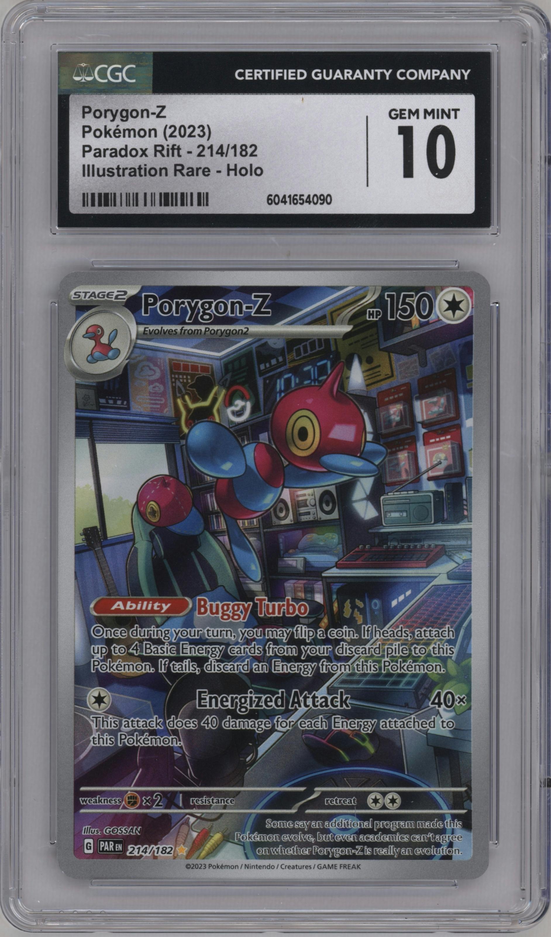 Porygon-Z from the 2023 Pokemon SV set graded by CSG and given an overall grade of 10.