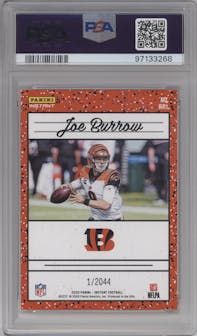 Joe Burrow from the 2020 Panini Instant Rated Rookies Retro set graded by PSA and given an overall grade of 9.