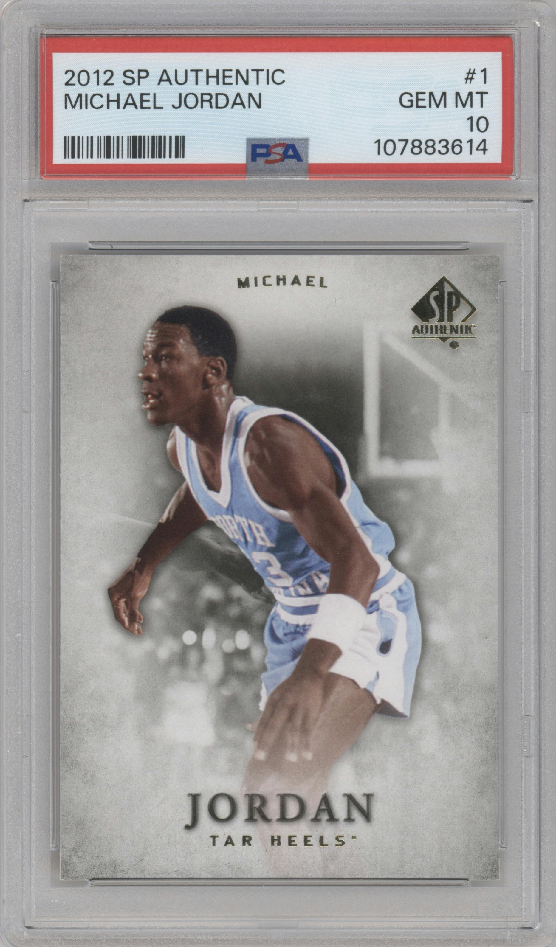 Michael Jordan from the 2012-13 Upper Deck SP Authentic set graded by PSA and given an overall grade of 10.