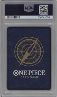 Shanks from the 2022 One Piece set featuring a Manga Alt Art parallel graded by PSA and given an overall grade of 10.