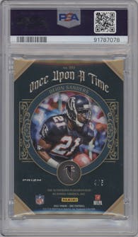 Deion Sanders from the 2022 Panini One set featuring a Bronze parallel graded by PSA and given an overall grade of 9.